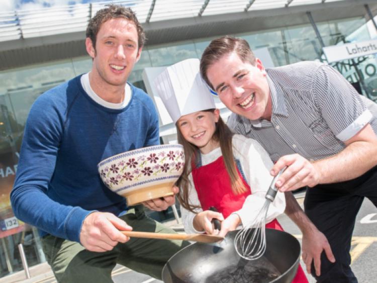 Lahart's garage Skoda and Volkswagen brand ambassadors Michae Fennelly and Edward Hayden joined nine year old Sara Gleeson to launch Lahart's first ever Children's Cookery Boot camp which will take place on August 24th from 2pm. There is no charge for the event but limited places available so early booking is recommended. Please contact Catherine on 0567722195. Photo: Pat Moore.
