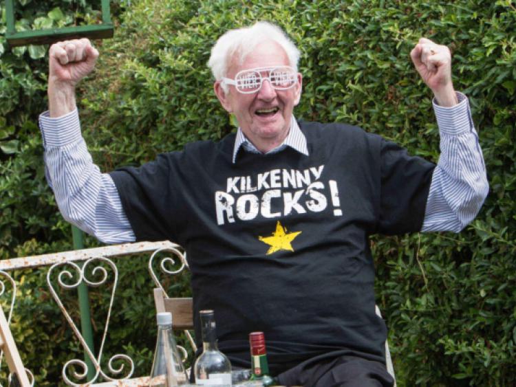 Local Tommy Cummins, in his mid 80s, was enjoying a party in his front garden beside Nowlan Park and listening to Bruce. Photo: Photo: Pat Moore.
