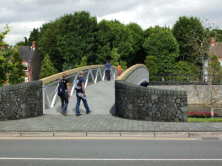 The 'emerging preferred option' for Kilkenny's new pedestrian bridge over the River Nore. The Carnegie Library is out of picture to the right. The design will now enter a period of public consultation, with submissions welcome.