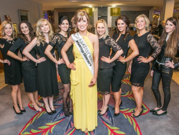 Current Kilkenny Rose Lorna Fennelly pictured with former Rose of Tralee, Orla Roche (fourth from right), Michelle Brennan, Sinead de Butleir, Chloe Hitchcock, Deirdre O'Shea, Stephanie O'Dwyer and Anne Bradley as well as 2014 hopeful Vera McGrath, in the Ormonde Hotel, at the launch of the 2014 Kilkenny Rose of Tralee. Photo: Pat Moore.