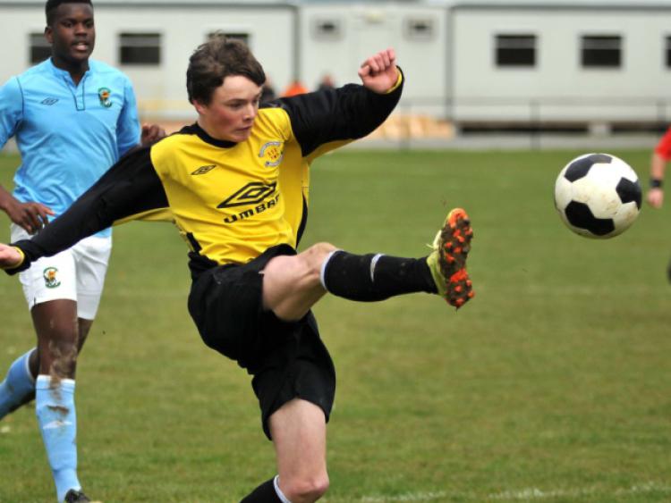 Eoin Wall, Kilkenny & District League takes a shot at goal. Picture: Michael Brophy.