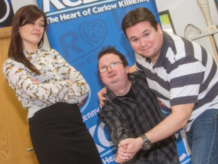 KCLR96FM presenters Eoin Carey and John Keane are taking part in the Strictly Let's Dance in aid of the Irish Heart Foundation and were taking some dancing lessons from Jenny Ryan, also from the station, during a lunch break. The big night for the event is on June 8th at the Lyrath Estate Hotel. Photo: Pat Moore.