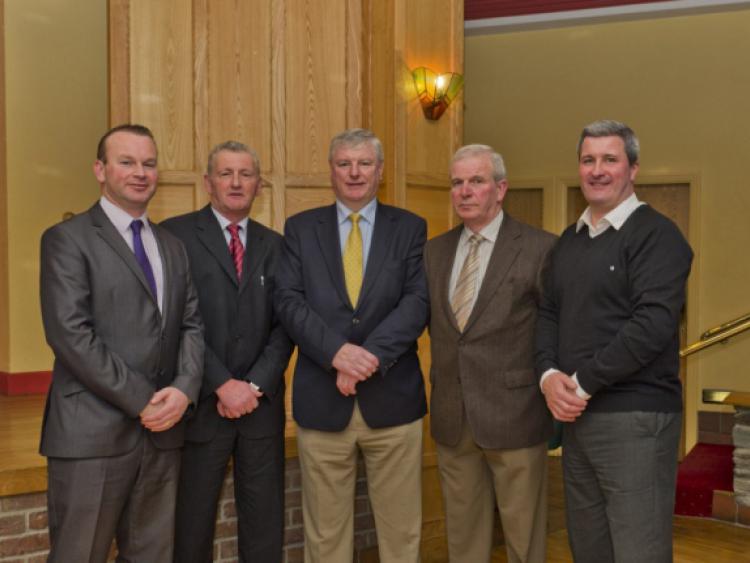 At the Fianna Fail selection meetion, which was held in the Rising Sun in Mullinavat, for the Piltown Electoral Area in the 2014 Local Elections are the chosen canditates with Liam Aylward MEP - Eamonn Aylward, Brendan Fennelly, Pat Walsh and Ger Frisby.                                                                     Photo:  William Maher  WMCM Photography.