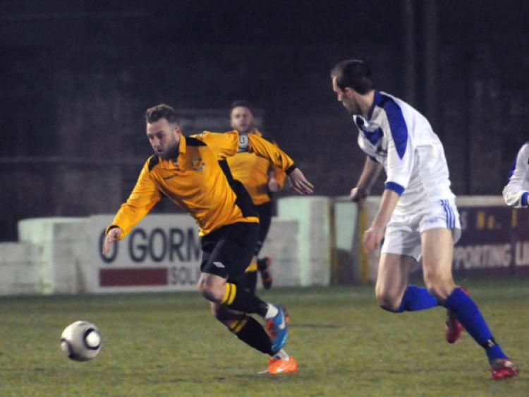 David Grincell (Kilkenny & DL) in action against Kieran O' Connell (Limerick District) during their Oscar Traynor Trophy quarter-final in Jackman Park. Photo: Gareth Williams