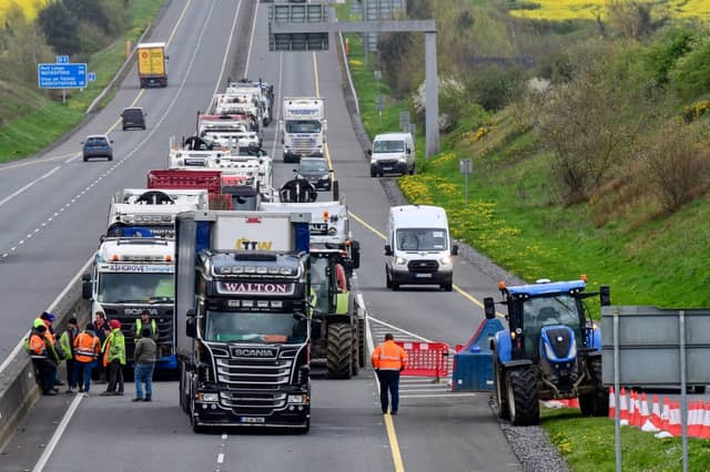 Blockage on the M9. Photo: Harry Reid