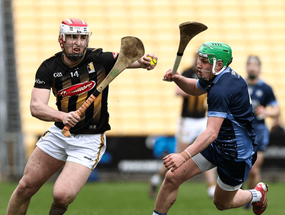 Kilkenny’s Liam Moore is about to be tackled by Wateford’s Conor Keane in Sunday’s league clash. Picture: Sportsfile