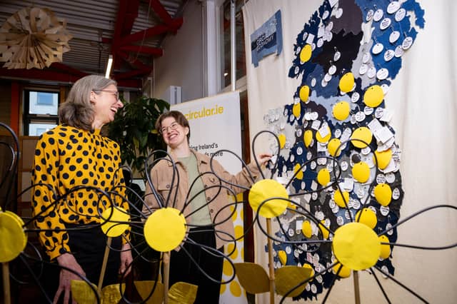 Claire Downey, Chief Executive, Rediscovery Centre, with Eibhlin Fitzpatrick, Community Liaison Manager, Circular.ie, revealing the winners of Circular.ie’s Circular Communications Grants