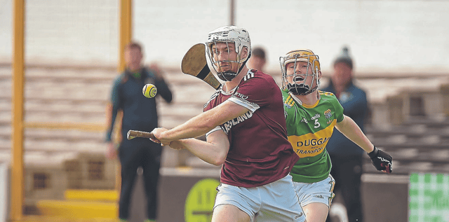 Dicksboro’s Timmy Clifford gets his shot in despite Glenmore’s Tomas Mullally’s attempt at a hook. Picture: Willie Dempsey