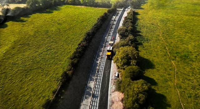 Pavement surfacing works on a stretch of the greenway in South Kilkenny