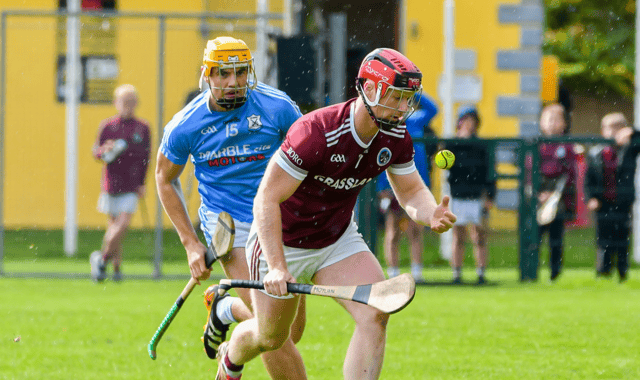 Dicksboro’s Eoghan Moylan and Jesse Roberts (GBC) in action during Saturday's SHCclash in Freshford. Picture: Billy Culleton