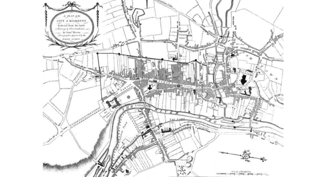 A Plan of the City of Kilkenny, by Sam Byron, c. 1781 Image: Kilkenny County Council