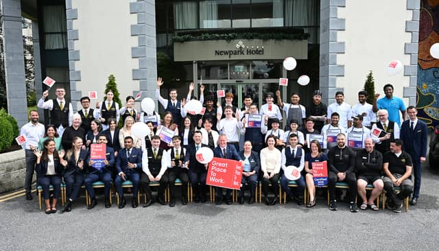 Staff at Newpark Hotel Kilkenny celebrate being amongst the ‘Best Workplaces in Hospitality’ in Ireland / PICTURE: VICKY COMERFORD