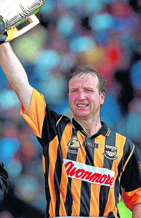 Kilkenny captain Willie O’Connor lifts the MacCarthy Cup after the Cats beat Offaly to win the 2000 All-Ireland final. It was Brian Cody's first as manager of Kilkenny.
