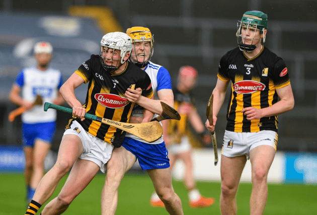 PJ Mackey of Kilkenny in action against Cormac Spain of Waterford during the Electric Ireland GAA All-Ireland Minor Championship semi-final match between Kilkenny and Waterford Chadwicks Wexford Park.