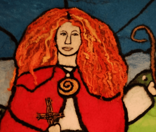 Theresa Carroll’s felt image of St. Brigid