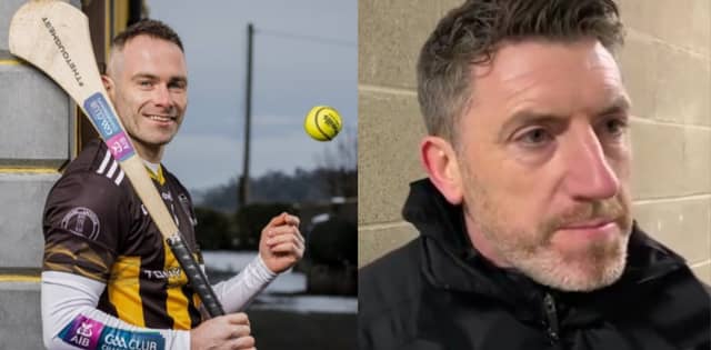 St Lachtain's Brian Kennedy and Kilkenny senior hurling manager Derek Lyng