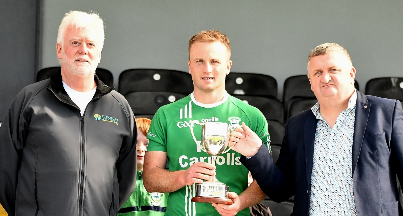 O’Loughlins captain Mark Bergin receives the senior league trophy. Picture: Willie Dempsey