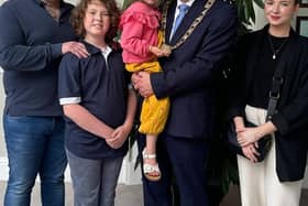 Newly elected Mayor of Kilkenny with family in County Hall on Friday