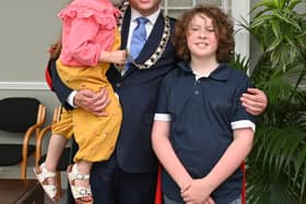 Mayor of Kilkenny Andrew McGuinness pictured with his children Phoebe and Jack