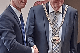 Outgoing Cathaoirleach Michael Doyle with his successor Michael McCarthy