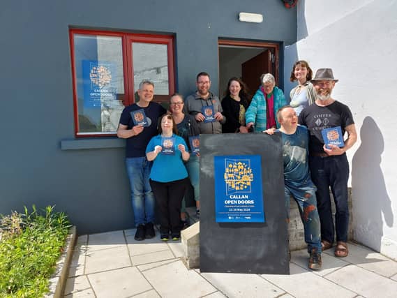Artists, performers and organisers of Callan Open Doors: Paul Bokslag, Siobhán O’Mahoney, Etaoin Holahan, Seán Durkin, Caroline Loughman, Lorna Corrigan, Clarisse Morvan, Fintin Kelly and David Teevan