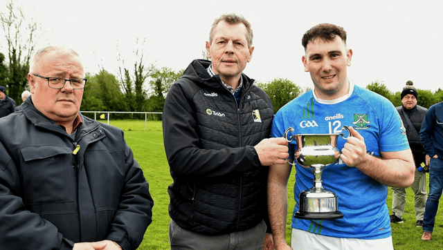 Graignamanagh’s Niall Hayden receives the Junior Championship trophy. Picture: Willie Dempsey