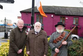 The Easter Sunday Commemoration celebrations were held in Freshford. Michael Burke, Ballylarkin (centre) raised the tricolour during the ceremony Picture: Terry Campion