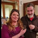 Heather Grogan and Diarmuid Long toast their engagement