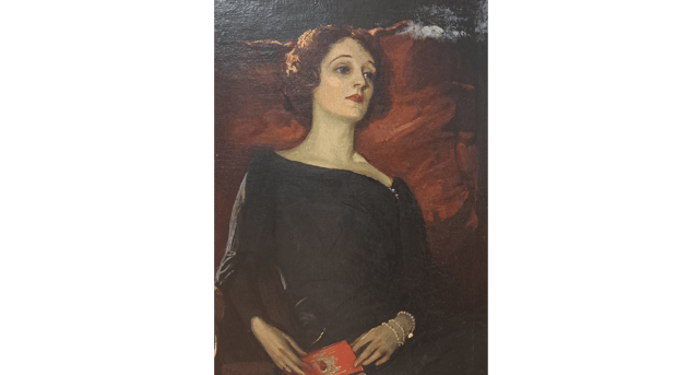 Hazel Lavery's daughter Alice Gwynn left three portraits to Rothe House of her family: her mother Lady Hazel Lavery, her stepfather Sir John Lavery and a childhood portrait of herself