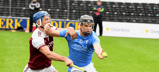 Graigue Ballycallan’s Colum Prendiville fends off Paul Cody during last Sunday's senior championship clash. Picture: Willie Dempsey