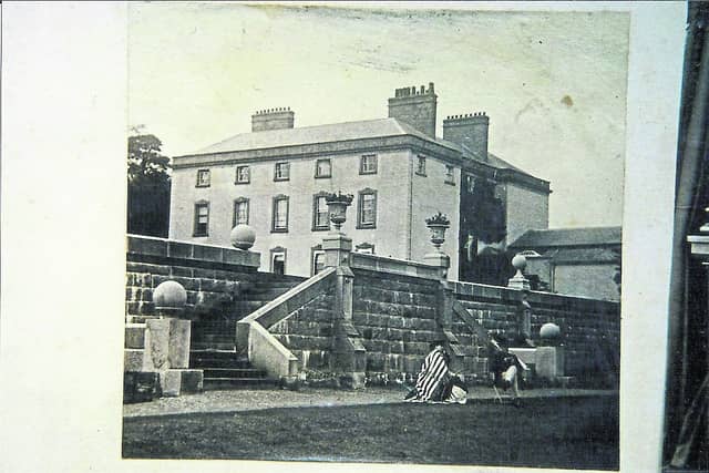 View of the terrace steps and retaining garden wall at Woodstock House