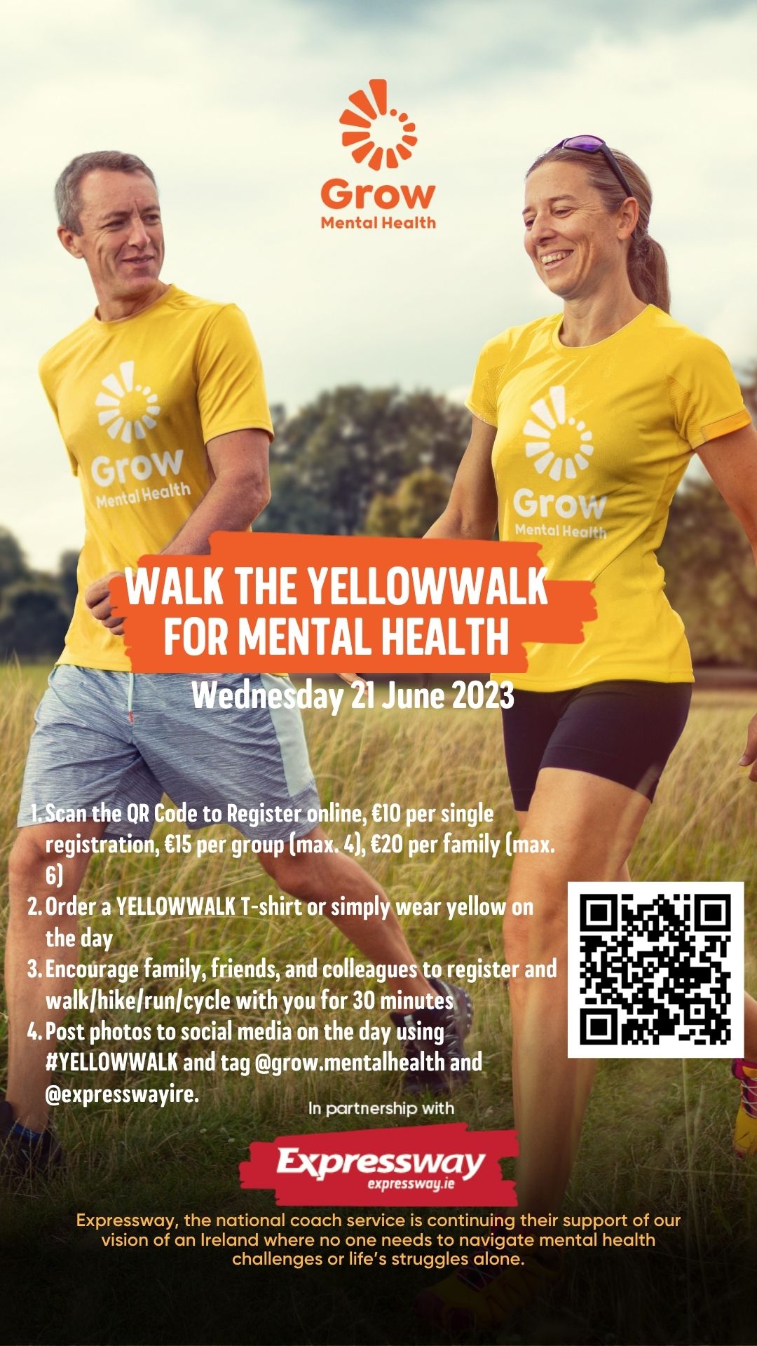 Wear yellow and walk on June 21 to support Grow Mental Health Kilkenny