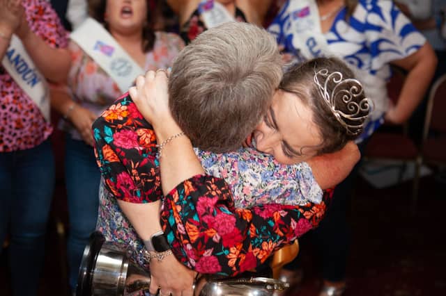 Niamh Sheehy embraced by her mother Ann following Niamh's win the title of Blue Jean Country Queen. Picture: David Gilroy