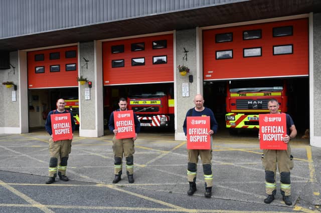 A picket at Kilkenny Fire Station today (Tuesday). Picture: Harry Reid