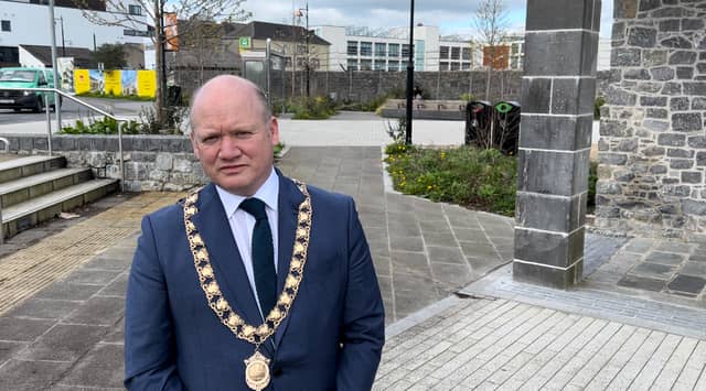 Mayo r David Fitzgerald on the Abbey Quarter site