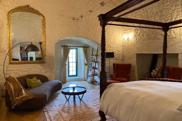 On the second floor, The Vaulted Suite also consists of two adjoining bedrooms, one en-suite with a large four-poster bed and a smaller room with a small double bed.