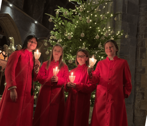 Four young choristers from St Canices Cathedral preparing for the Civic Carol Service