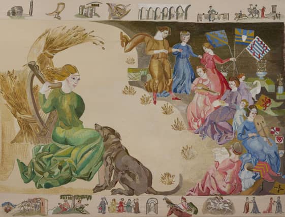 A panel of the Ros Tapestry currently on display at Kilkenny Castle