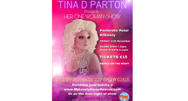 The Kilkenny fundraiser will feature the stunning Tina D Parton at the Pembroke Hotel on November 1 1