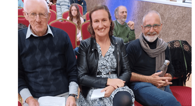 At the Clogh Writers Culture Night in Moneenroe Hall. L-R Sean Mansfield, Kathleen Phelan, Eamon Coleman