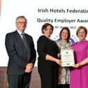 Elaina Fitzgeral-Kane, President, IHF pictured presenting the Employee of The Year Awards at the Irish Hotels Federation annual conference in the Slieve Russell Hotel, Cavan. Photo: Don MacMonagle