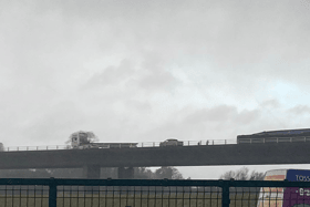 Major Irish motorway closed as truck overturns in Storm Barra winds PIC: Twitter