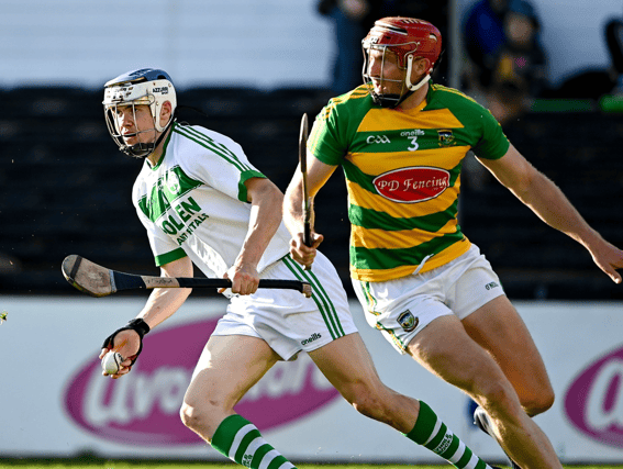 TJ Reid of Ballyhale Shamrocks in action against Robert Lennon of Bennettsbridge during the Kilkenny County Senior Hurling Championship quarter-final at Nowlan Park. Pic: Piaras O'Midheach/Sportsfile