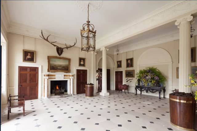 Abbey Leix was designed in 1773 by the noted architect James Wyatt. The house is an elegant three-storey Classical mansion of seven bays, the three central bays under a triangular pediment. Sotheby's say The arrangement of rooms is elegant and simple, with three major rooms on the park front. MORE BELOW PICTURE.