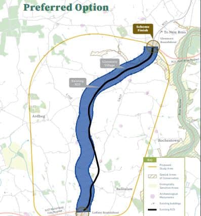 Kilkenny County Council are working in partnership with Transport Infrastructure Ireland (TII) on the project. The preferred option has been identified as the navy option and is illustrated on the map below.
