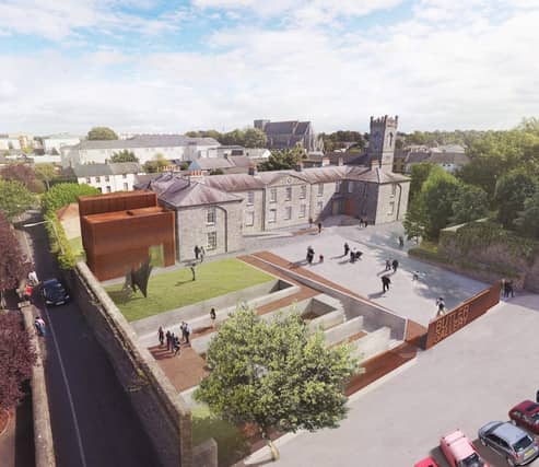 The front view of what Evans Home will look like after the renovation and arrival of the Butler Gallery