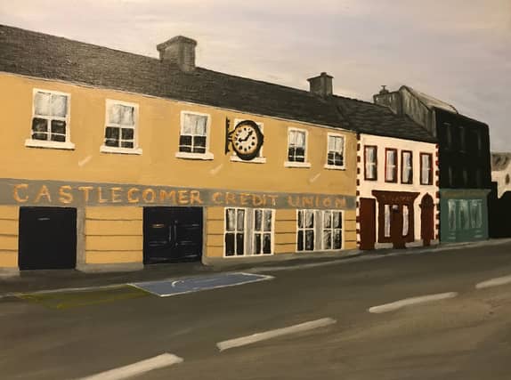 A painting of Castlecomer Credit Union as depicted in the annual calendar