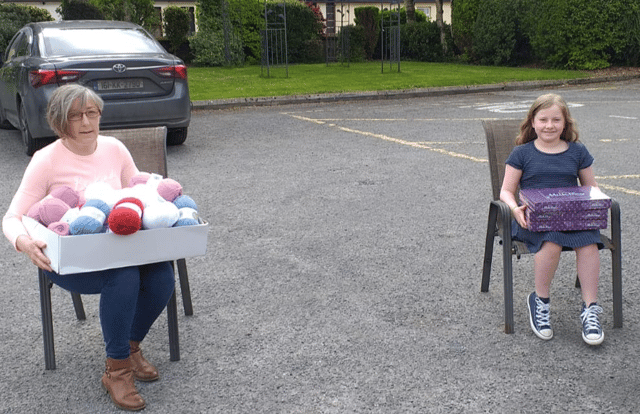 Kindhearted Ava Roche (right) from Callan decided to use her birthday money to share some happiness with the residents in Mount Carmel