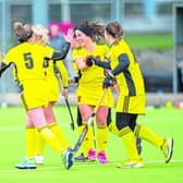 The Kilkenny First team players celebrate scoring against Genesis in their Leinster League match Picture: Mark Desmond