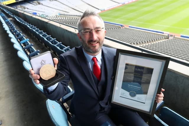 Joe McCormack pictured with his award in Croke Park